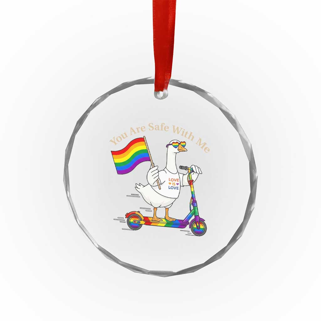 You Are Safe With Me Crystal Glass Ornament LGBTQ Pride Goose Rainbow TS14 Print Your Wear