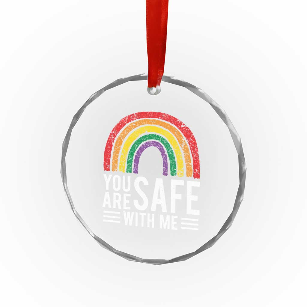 You Are Safe With Me Crystal Glass Ornament Retro Rainbow LGBTQ Ally Pride TS10 Print Your Wear