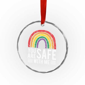 You Are Safe With Me Crystal Glass Ornament Retro Rainbow LGBTQ Ally Pride TS10 Print Your Wear