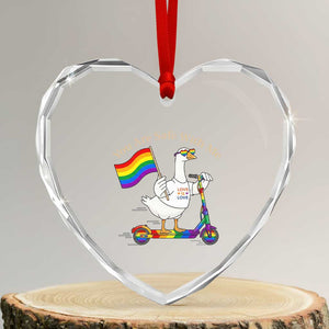 You Are Safe With Me Heart Crystal Glass Ornament LGBTQ Pride Goose Rainbow