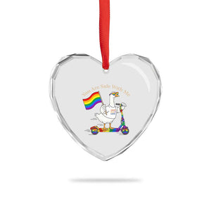 You Are Safe With Me Heart Crystal Glass Ornament LGBTQ Pride Goose Rainbow