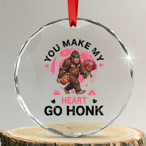 You Make My Heart Go Honk Crystal Glass Ornament Funny Bigfoot Valentine Meme TS14 Transparent Glass 3'' Circle Print Your Wear