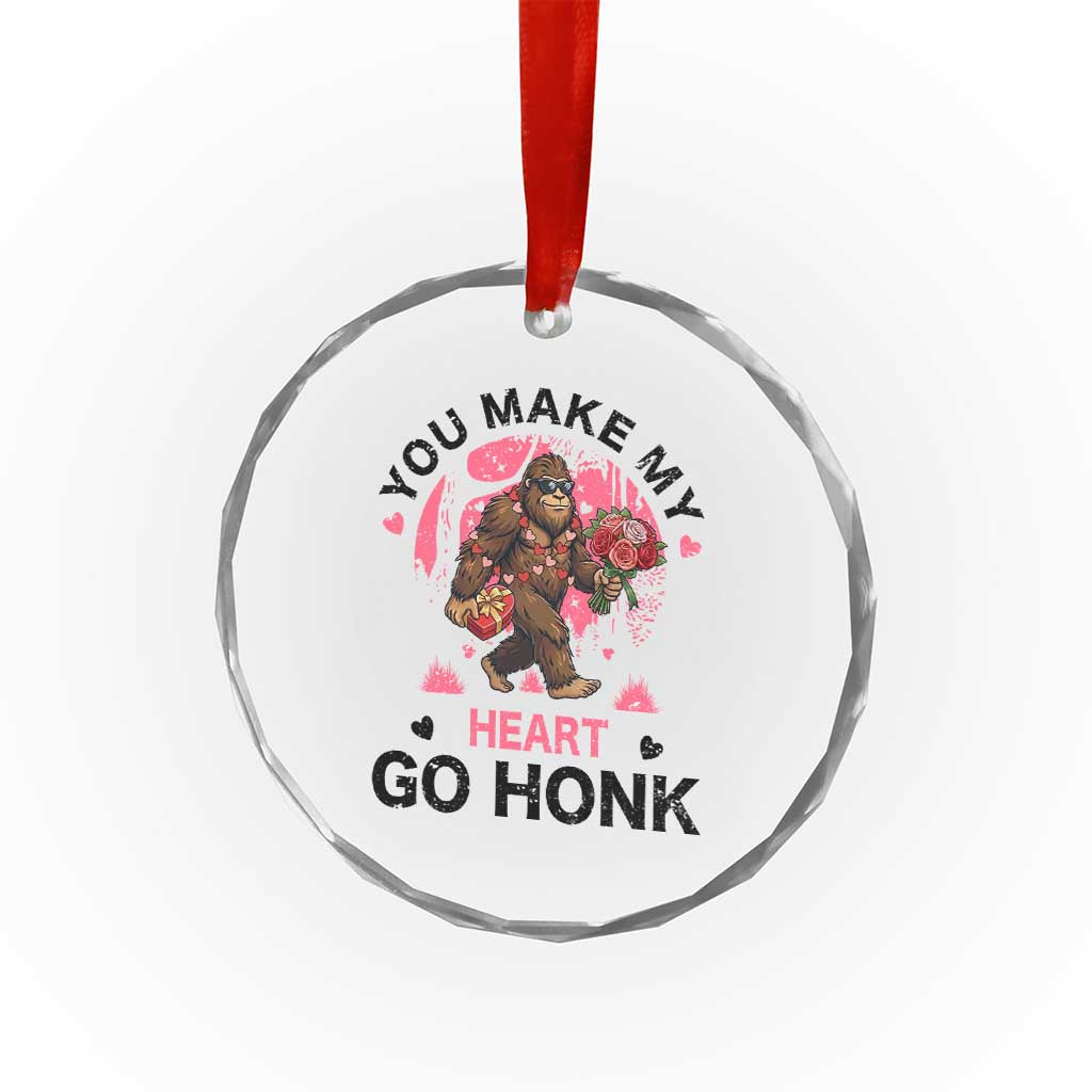 You Make My Heart Go Honk Crystal Glass Ornament Funny Bigfoot Valentine Meme TS14 Print Your Wear