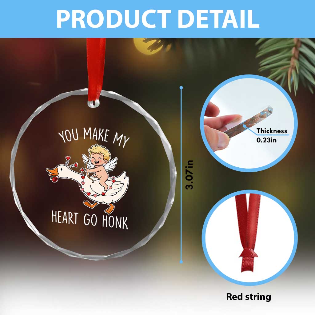 You Make My Heart Go Honk Crystal Glass Ornament Funny Valentine Goose TS14 Print Your Wear