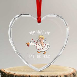 You Make My Heart Go Honk Heart Crystal Glass Ornament Funny Valentine Goose TS14 Transparent Glass 3'' Heart Print Your Wear