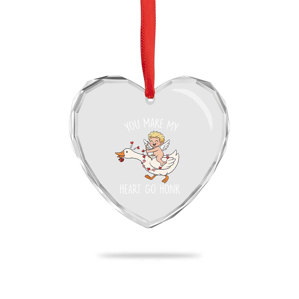 You Make My Heart Go Honk Heart Crystal Glass Ornament Funny Valentine Goose TS14 Print Your Wear