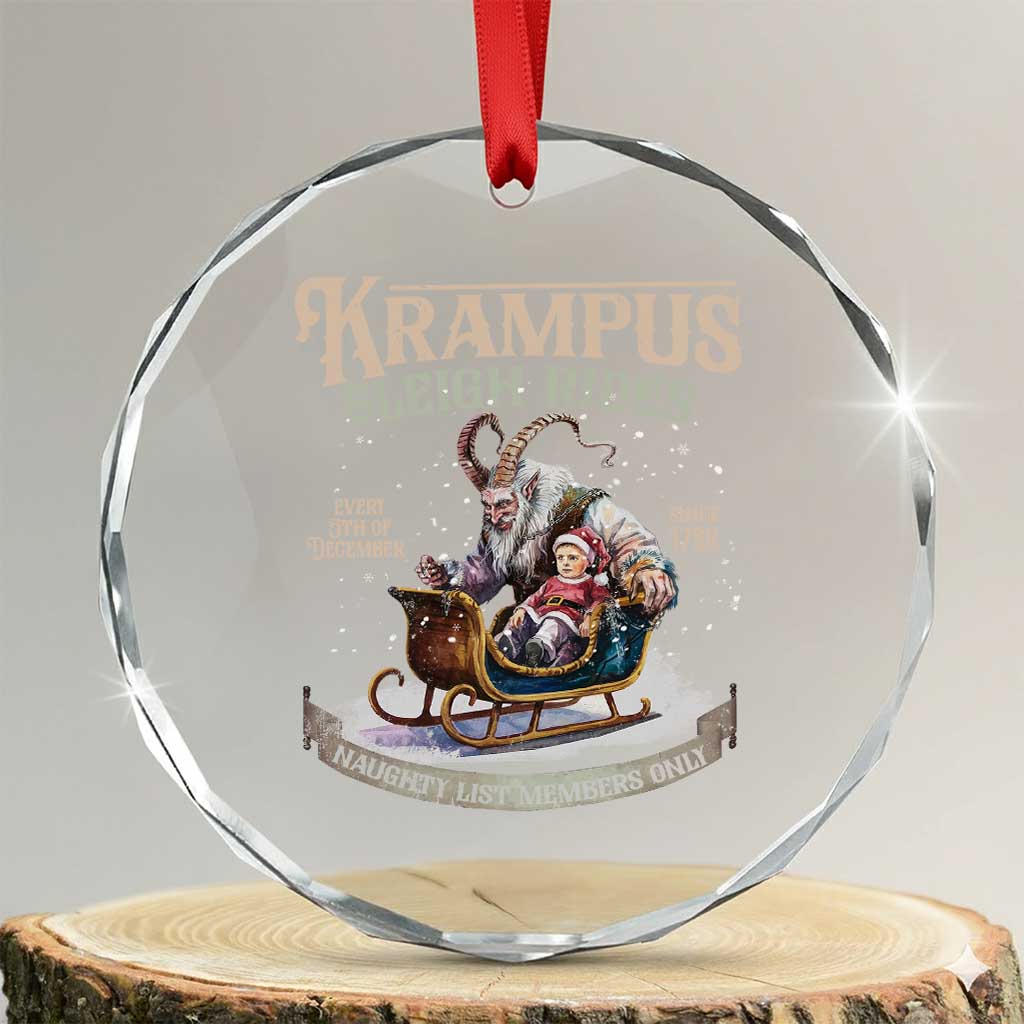 Yule Crystal Glass Ornament Krampus Sleigh Rides For Naughty List Members Only Xmas TS11 Transparent Glass 3'' Circle Print Your Wear