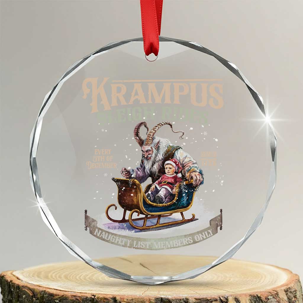 Yule Crystal Glass Ornament Krampus Sleigh Rides For Naughty List Members Only Xmas TS11 Transparent Glass 3'' Circle Print Your Wear