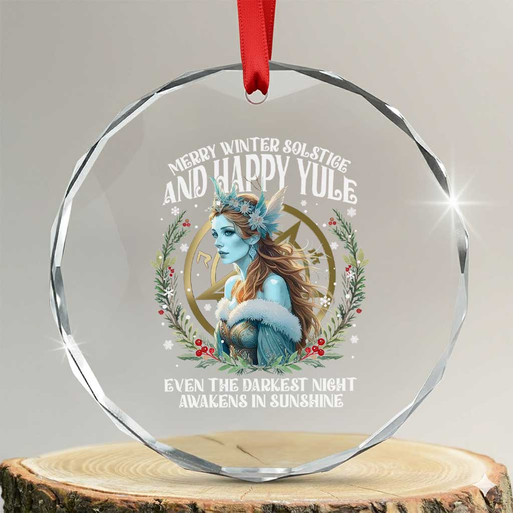 Yule Crystal Glass Ornament Merry Winter Solstice And Happy Yule Marzanna Xmas TS11 Transparent Glass 3'' Circle Print Your Wear