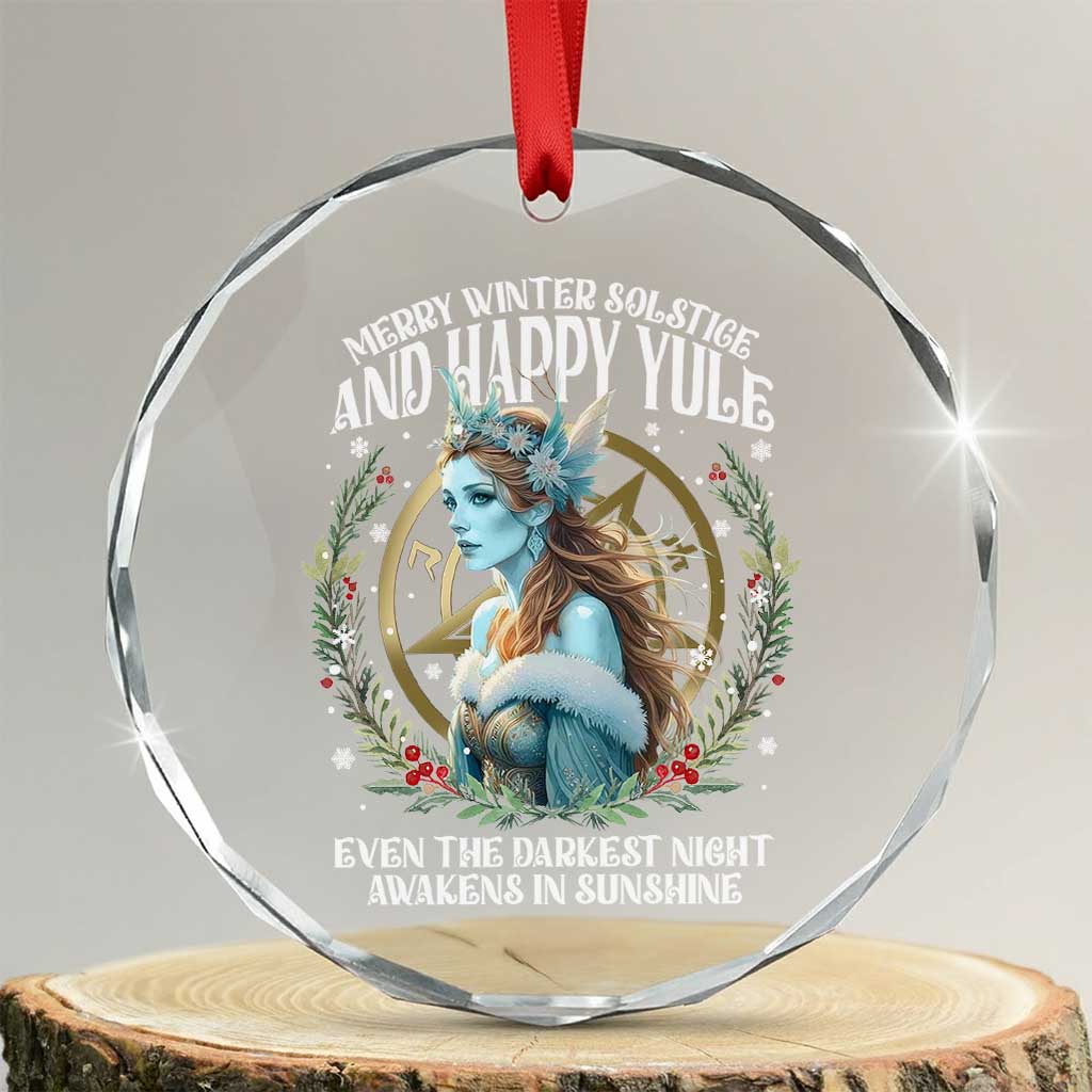 Yule Crystal Glass Ornament Merry Winter Solstice And Happy Yule Marzanna Xmas TS11 Transparent Glass 3'' Circle Print Your Wear