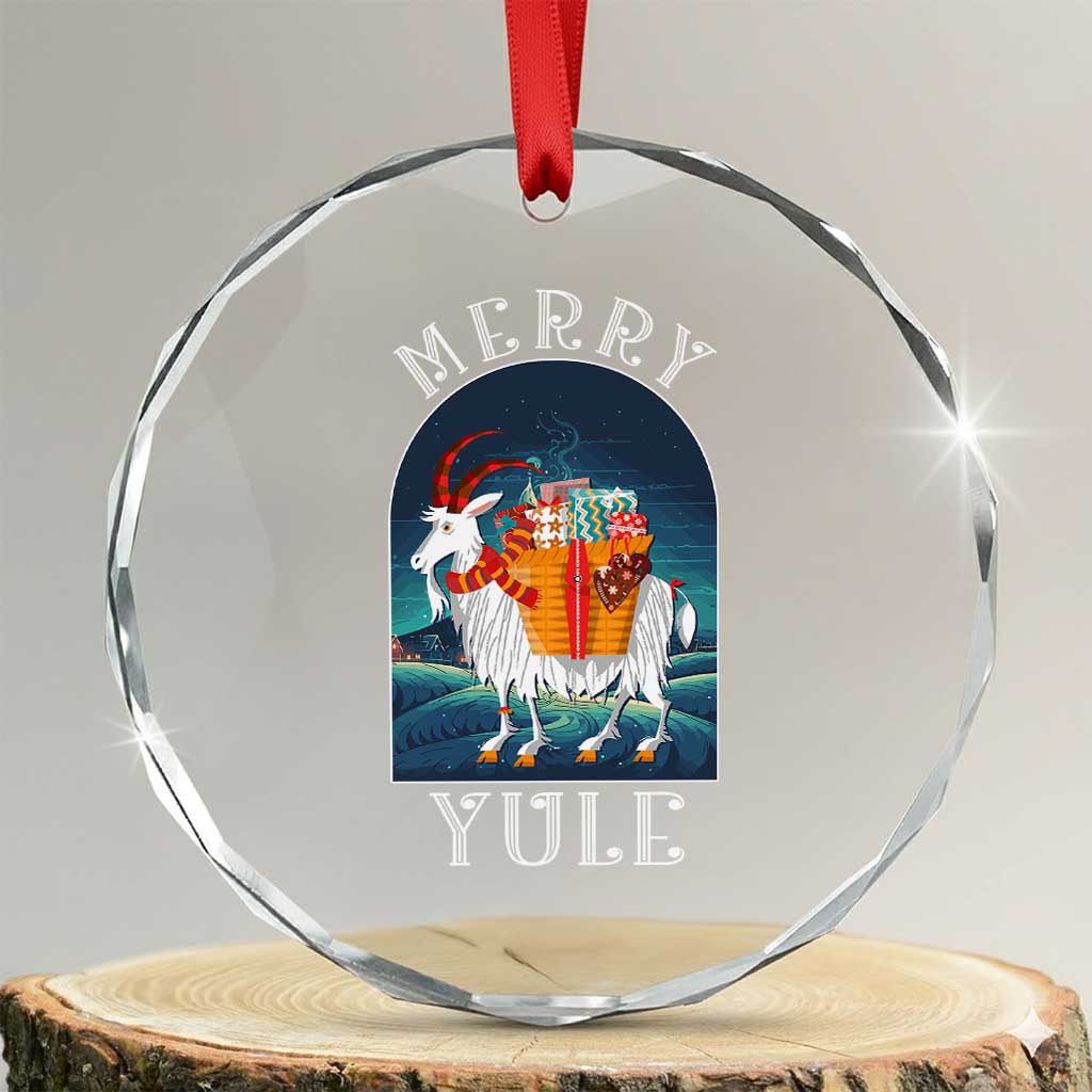 Yule Goat Crystal Glass Ornament Jul Nordic Yuletide TS09 Transparent Glass 3'' Circle Print Your Wear