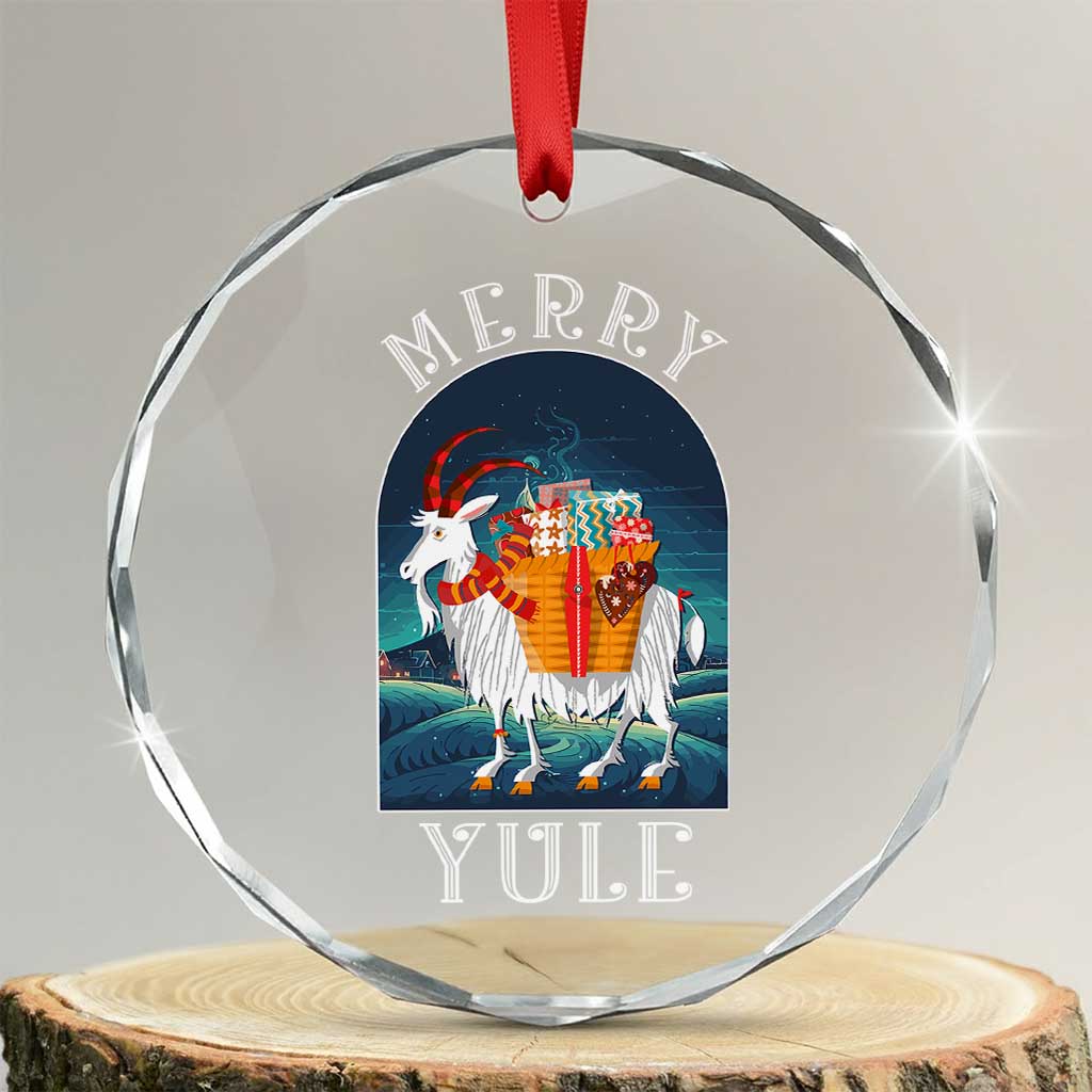 Yule Goat Crystal Glass Ornament Jul Nordic Yuletide TS09 Transparent Glass 3'' Circle Print Your Wear