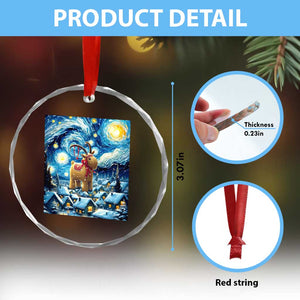 Yule Goat Crystal Glass Ornament Yule Starry Night Winter Solstice Xmas Vincent Van Gogh TS11 Print Your Wear