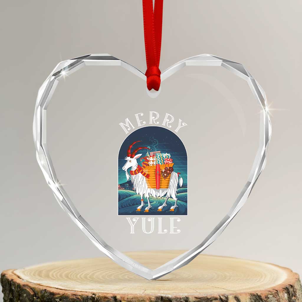 Yule Goat Heart Crystal Glass Ornament Jul Nordic Yuletide TS09 Transparent Glass 3'' Heart Print Your Wear