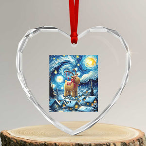 Yule Goat Heart Crystal Glass Ornament Yule Starry Night Winter Solstice Xmas Vincent Van Gogh TS11 Transparent Glass 3'' Heart Print Your Wear