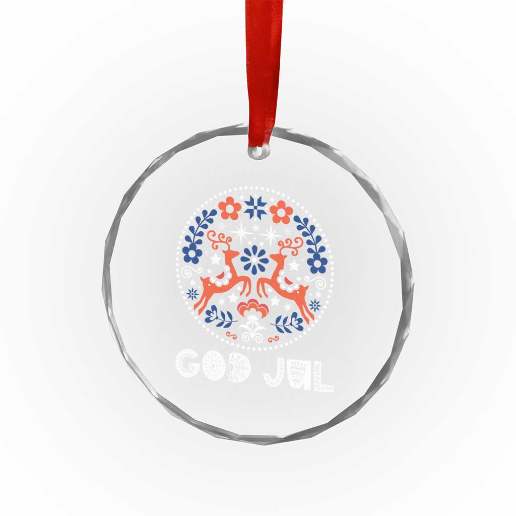 Yule God Jul Crystal Glass Ornament Folk Art Scandinavian Reindeers TS11 Print Your Wear