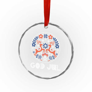 Yule God Jul Crystal Glass Ornament Folk Art Scandinavian Reindeers TS11 Print Your Wear