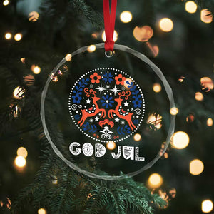 Yule God Jul Crystal Glass Ornament Folk Art Scandinavian Reindeers TS11 Print Your Wear
