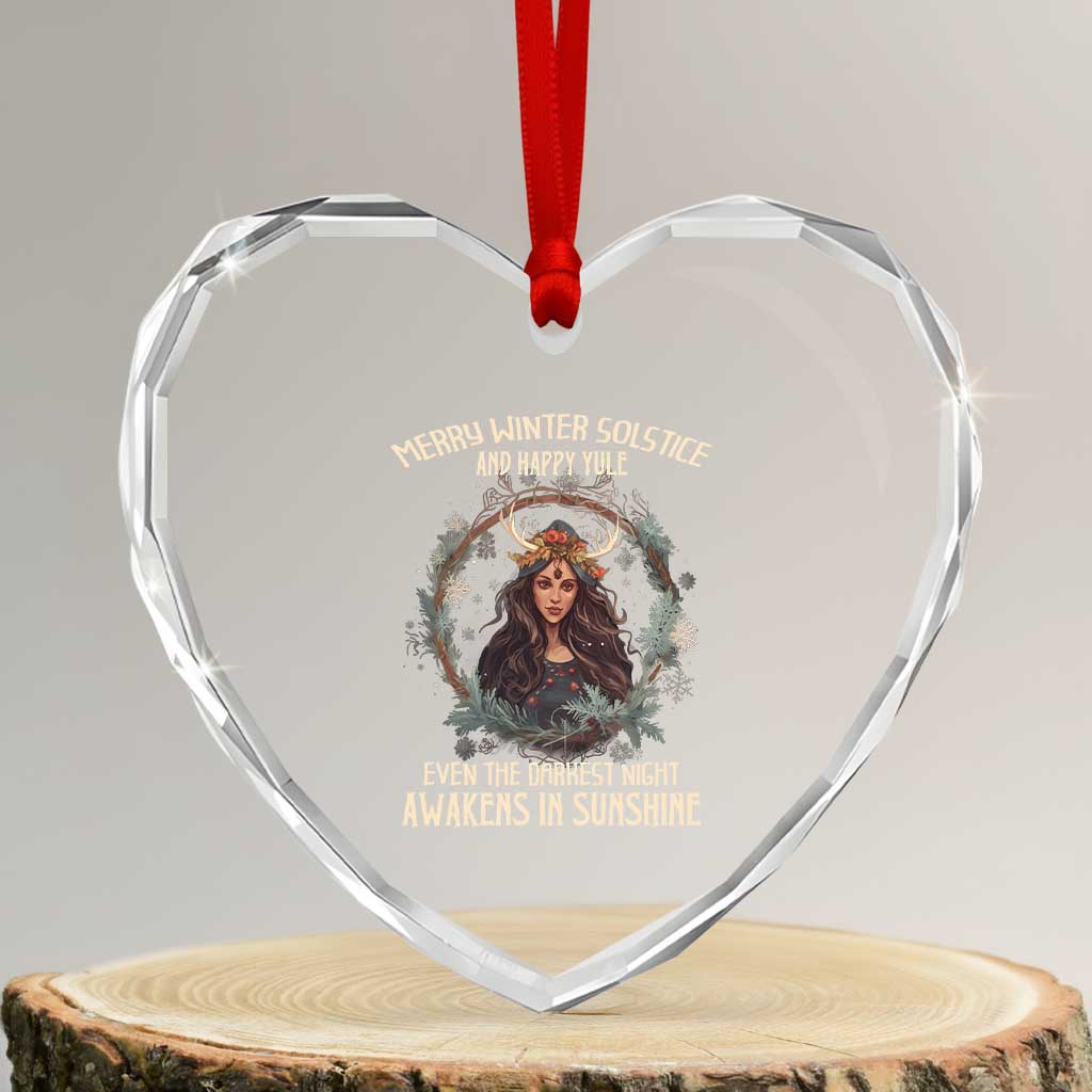 Yule Heart Crystal Glass Ornament Merry Winter Solstice Awakens In Sunshine TS09 Transparent Glass 3'' Heart Print Your Wear