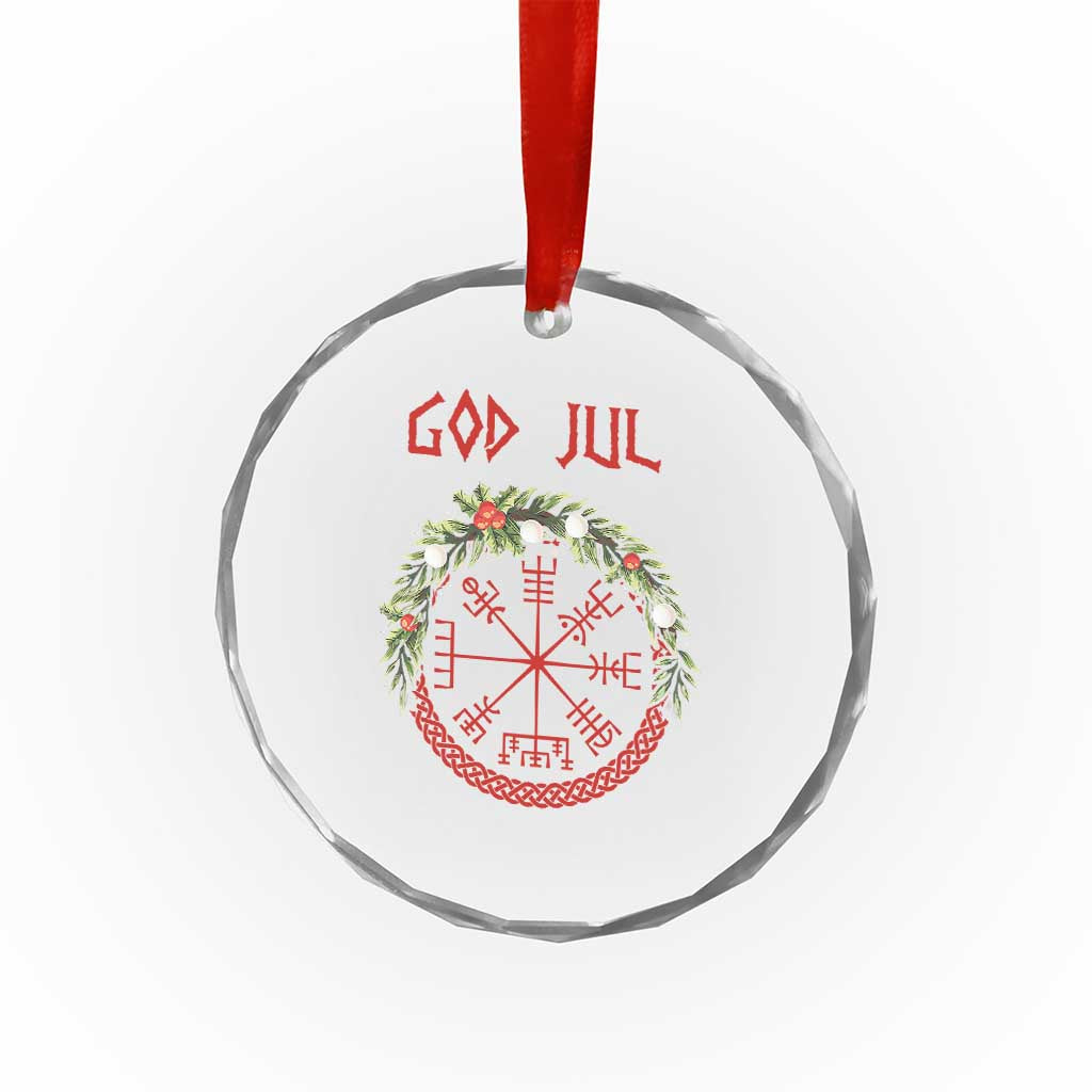 Yule Pagan Crystal Glass Ornament God Jul Christmas Nordic Vegvisir Wreath TS11 Print Your Wear