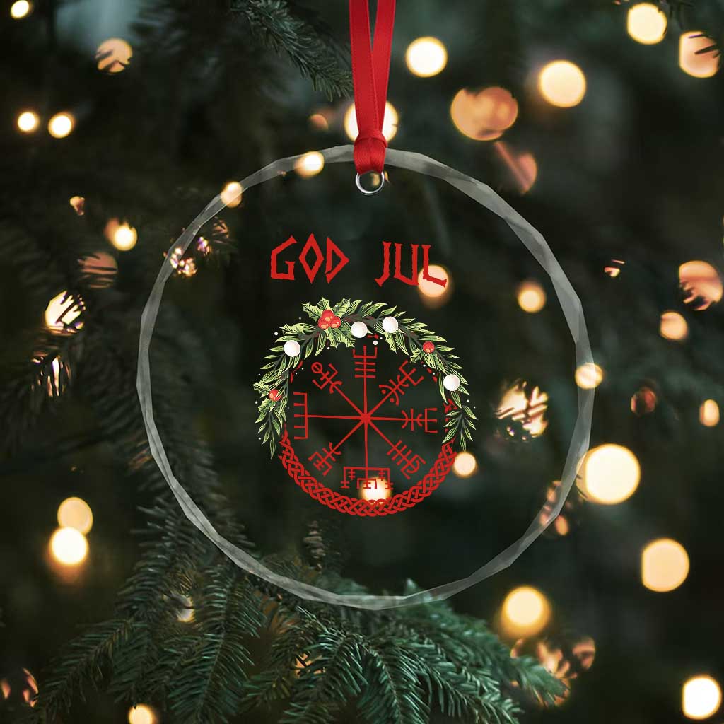 Yule Pagan Crystal Glass Ornament God Jul Christmas Nordic Vegvisir Wreath TS11 Print Your Wear