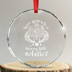 Yule Pagan Crystal Glass Ornament Have Yourself A Merry Little Solstice Vintage Pentagram TS11 Transparent Glass 3'' Circle Print Your Wear