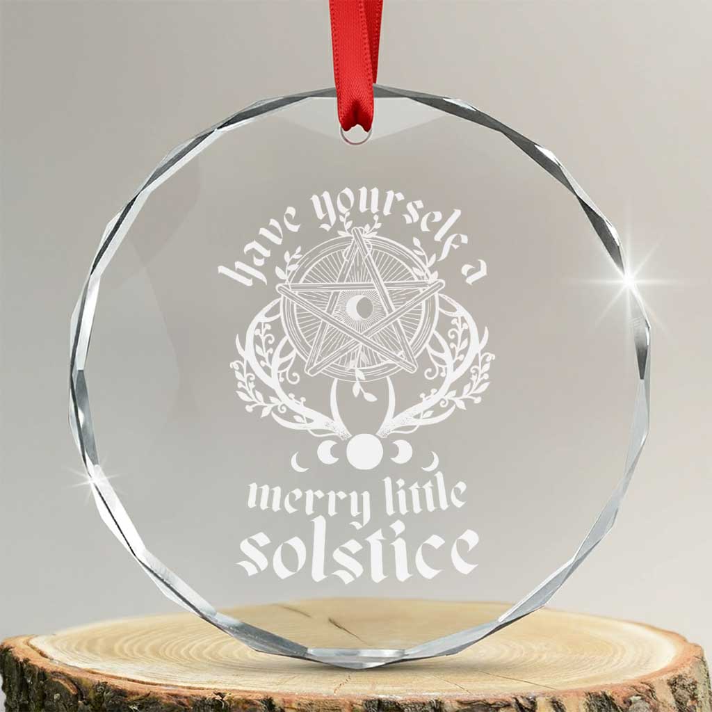 Yule Pagan Crystal Glass Ornament Have Yourself A Merry Little Solstice Vintage Pentagram TS11 Transparent Glass 3'' Circle Print Your Wear