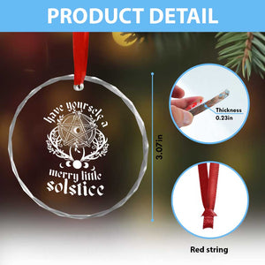 Yule Pagan Crystal Glass Ornament Have Yourself A Merry Little Solstice Vintage Pentagram TS11 Print Your Wear