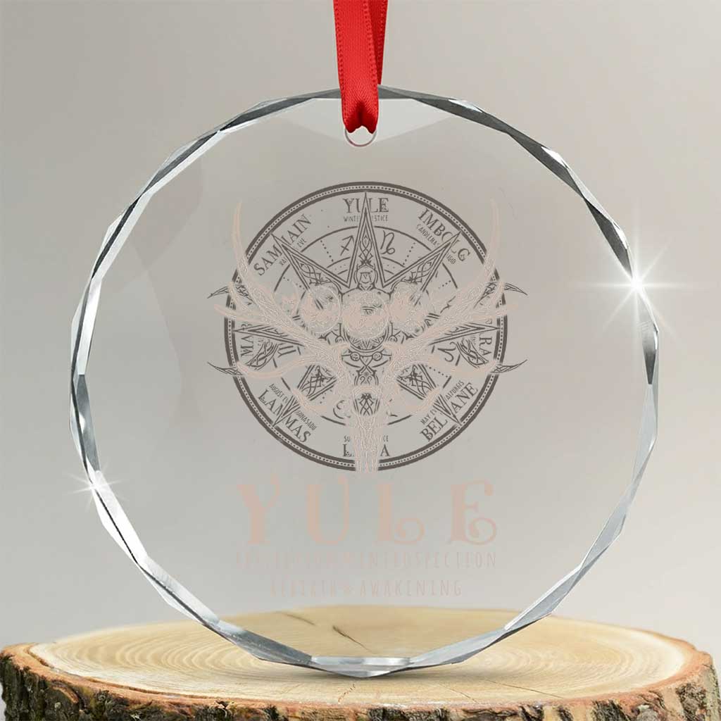 Yule Pagan Crystal Glass Ornament Reflection Instrospection Rebirth Awakening TS11 Transparent Glass 3'' Circle Print Your Wear