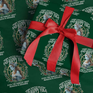 Yule Wrapping Paper Roll Merry Winter Solstice And Happy Yule Marzanna Xmas TS11 Green Print Your Wear