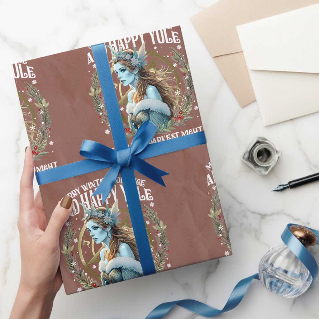 Yule Wrapping Paper Roll Merry Winter Solstice And Happy Yule Marzanna Xmas TS11 Mocha Print Your Wear