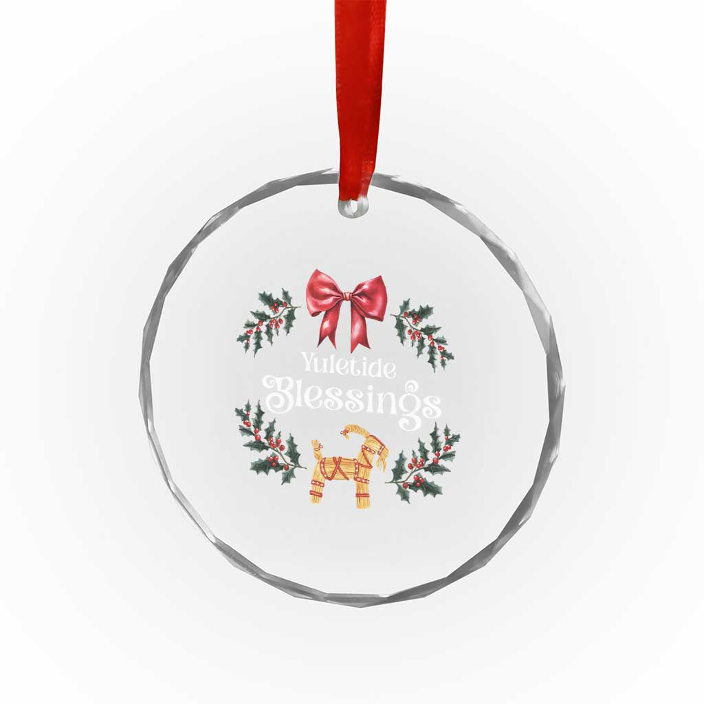 Yuletide Blessings Crystal Glass Ornament Yule Goat Winter Solstice Christmas Wreath TS11 Print Your Wear
