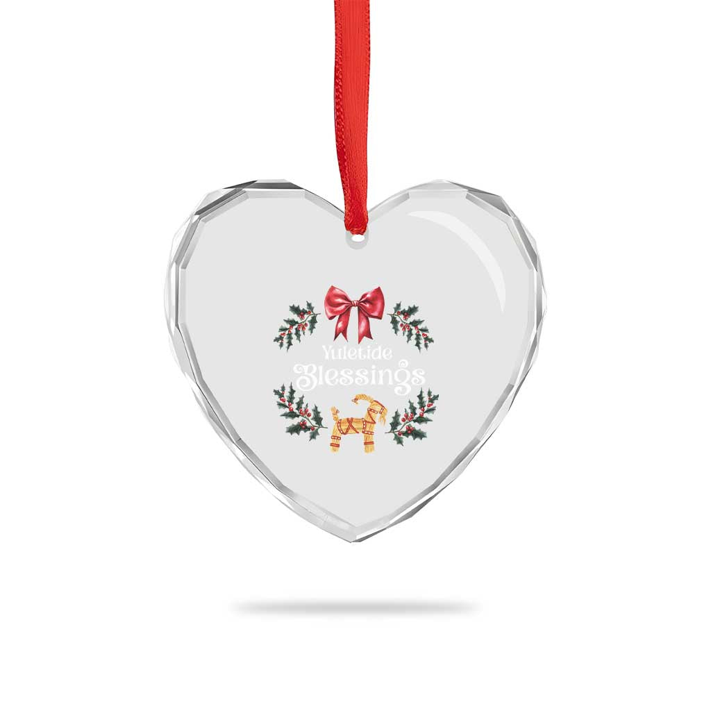 Yuletide Blessings Heart Crystal Glass Ornament Yule Goat Winter Solstice Christmas Wreath TS11 Print Your Wear