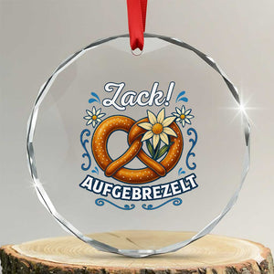 Zack Aufgebrezelt Oktoberfest Crystal Glass Ornament Funny Bavarian Pretzel Edelweiss Blue TS02 Transparent Glass 3'' Circle Print Your Wear