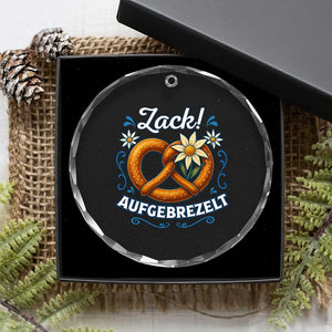 Zack Aufgebrezelt Oktoberfest Crystal Glass Ornament Funny Bavarian Pretzel Edelweiss Blue TS02 Print Your Wear