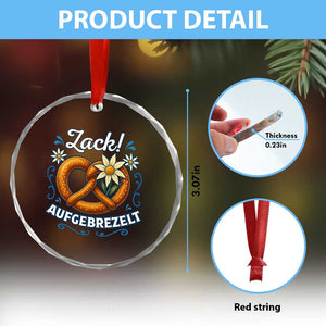 Zack Aufgebrezelt Oktoberfest Crystal Glass Ornament Funny Bavarian Pretzel Edelweiss Blue TS02 Print Your Wear