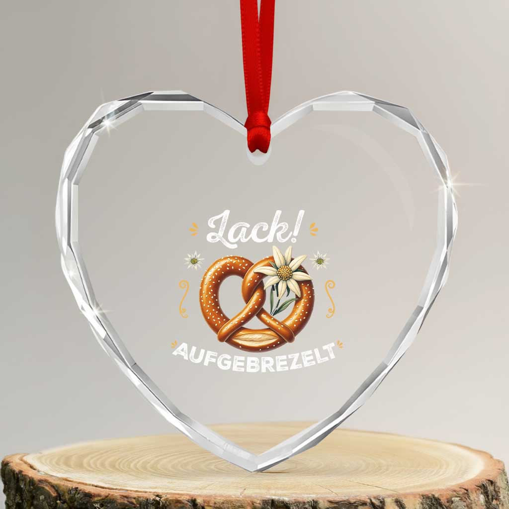 Zack Aufgebrezelt Oktoberfest Heart Crystal Glass Ornament Dress Up Funny Pretzel Edelweiss Bavarian Festival TS02 Transparent Glass 3'' Heart Print Your Wear