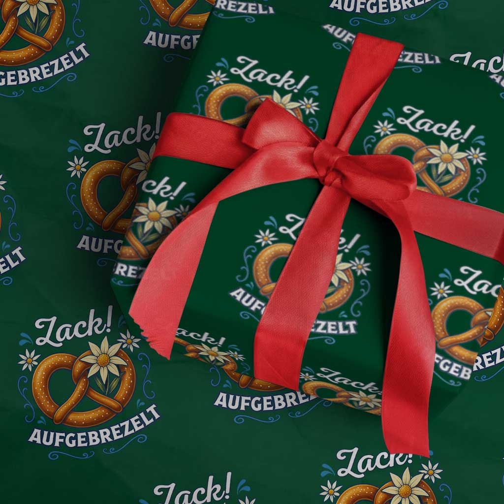 Zack Aufgebrezelt Oktoberfest Wrapping Paper Roll Funny Bavarian Pretzel Edelweiss Blue TS02 Green Print Your Wear
