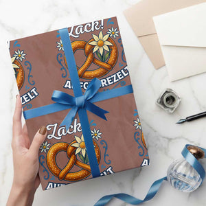 Zack Aufgebrezelt Oktoberfest Wrapping Paper Roll Funny Bavarian Pretzel Edelweiss Blue TS02 Mocha Print Your Wear
