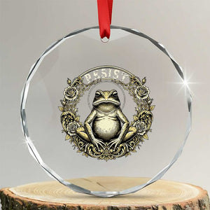 Zen Frog Resist Crystal Glass Ornament Sacred Resistance Protest Ornate Style Graphic TS02 Transparent Glass 3'' Circle Print Your Wear