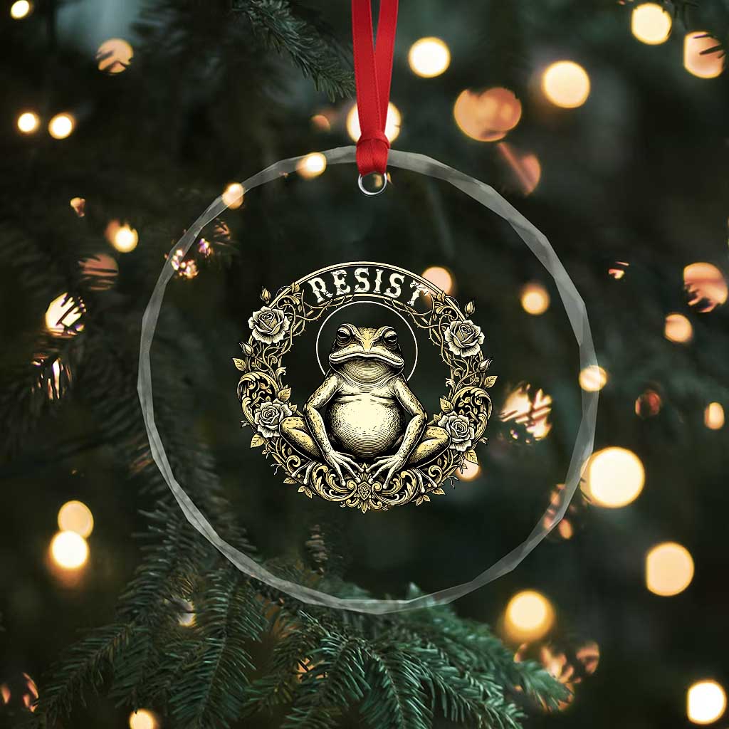 Zen Frog Resist Crystal Glass Ornament Sacred Resistance Protest Ornate Style Graphic TS02 Print Your Wear