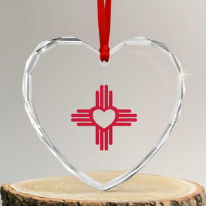Zia Heart Symbol New Mexico Flag Shirt New Mexican Pride Heart Crystal Glass Ornament TS14 Transparent Glass 3'' Heart Print Your Wear