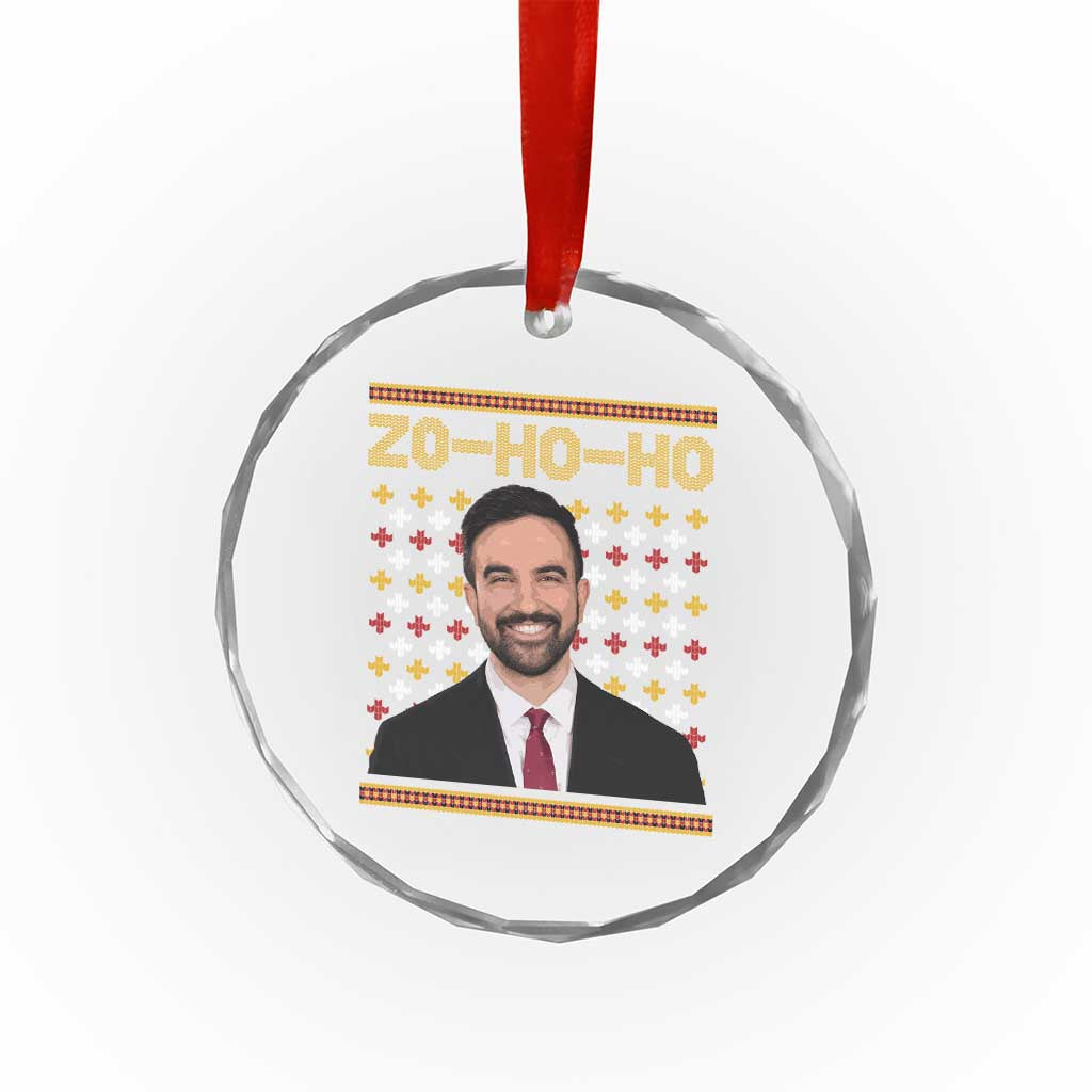 Zo Ho Ho Ugly Christmas Sweater Crystal Glass Ornament Funny Zohran Mamdani Holiday TS02 Print Your Wear