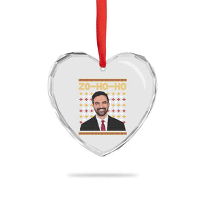 Zo Ho Ho Ugly Christmas Sweater Heart Crystal Glass Ornament Funny Zohran Mamdani Holiday TS02 Print Your Wear