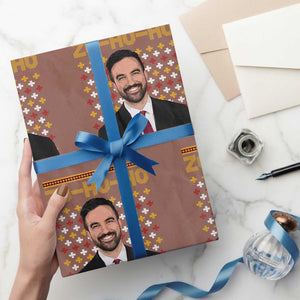 Zo Ho Ho Ugly Christmas Sweater Wrapping Paper Roll Funny Zohran Mamdani Holiday TS02 Mocha Print Your Wear