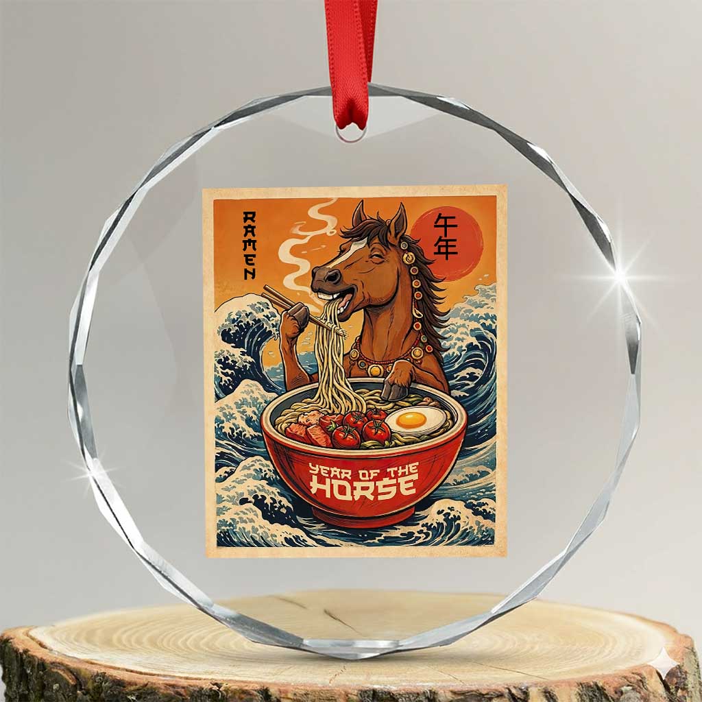 Zodiac Lunar New Year Of The Horse 2026 Crystal Glass Ornament Ramen Lovers TS10 Transparent Glass 3'' Circle Print Your Wear