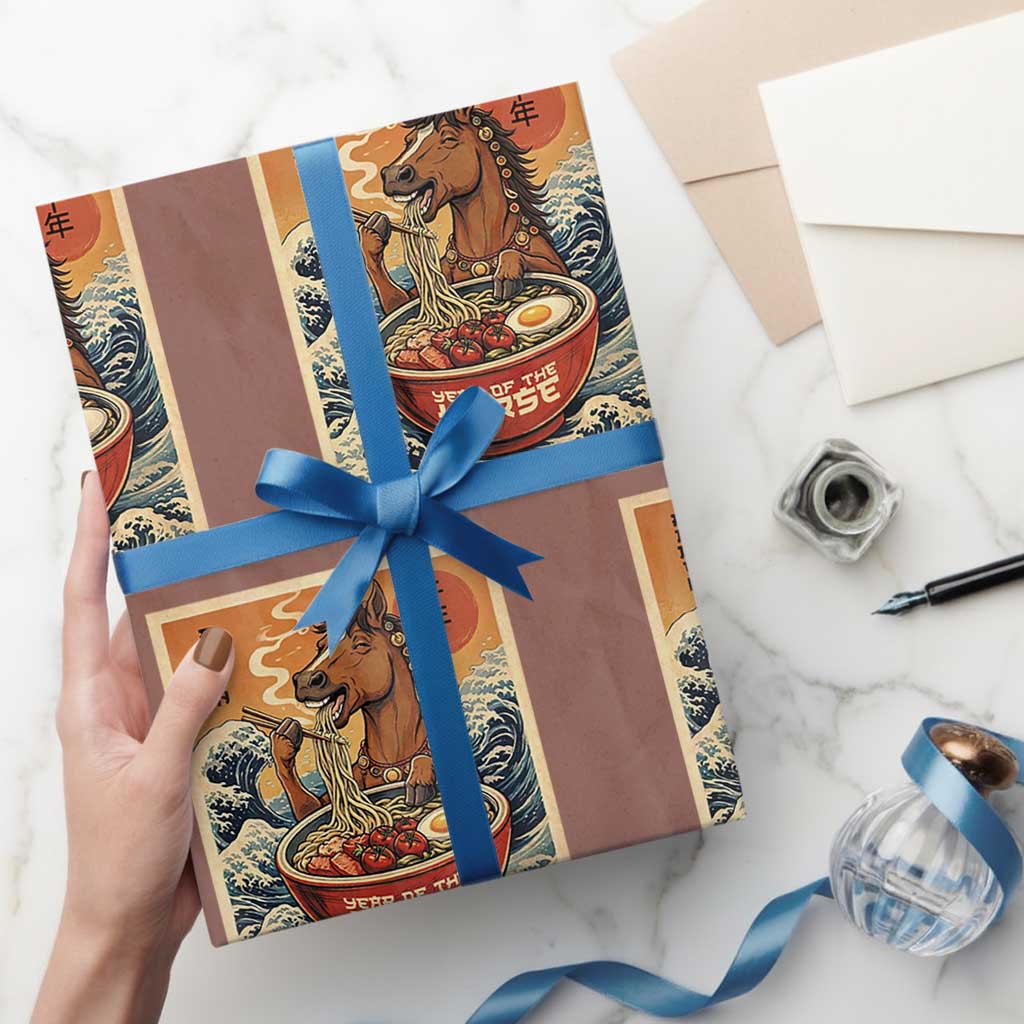 Zodiac Lunar New Year Of The Horse 2026 Wrapping Paper Roll Ramen Lovers TS10 Mocha Print Your Wear