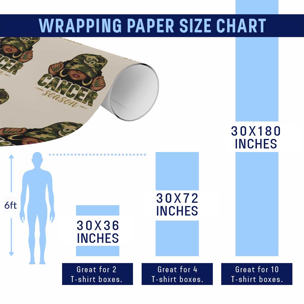 Zodiac Queen Cancer Season Retro Camo Camouflage Graphic Wrapping Paper Roll June July Horoscope Birthday Gift Melanin Women