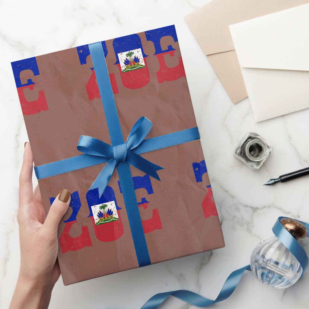 Zoe Haitian Pride Wrapping Paper Roll Haiti Flag Culture Heritage Pride TS02 Mocha Print Your Wear