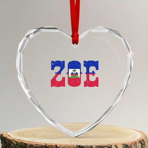 Zoe Haitian Pride Heart Crystal Glass Ornament Haiti Flag Culture Heritage Pride TS02 Transparent Glass 3'' Heart Print Your Wear